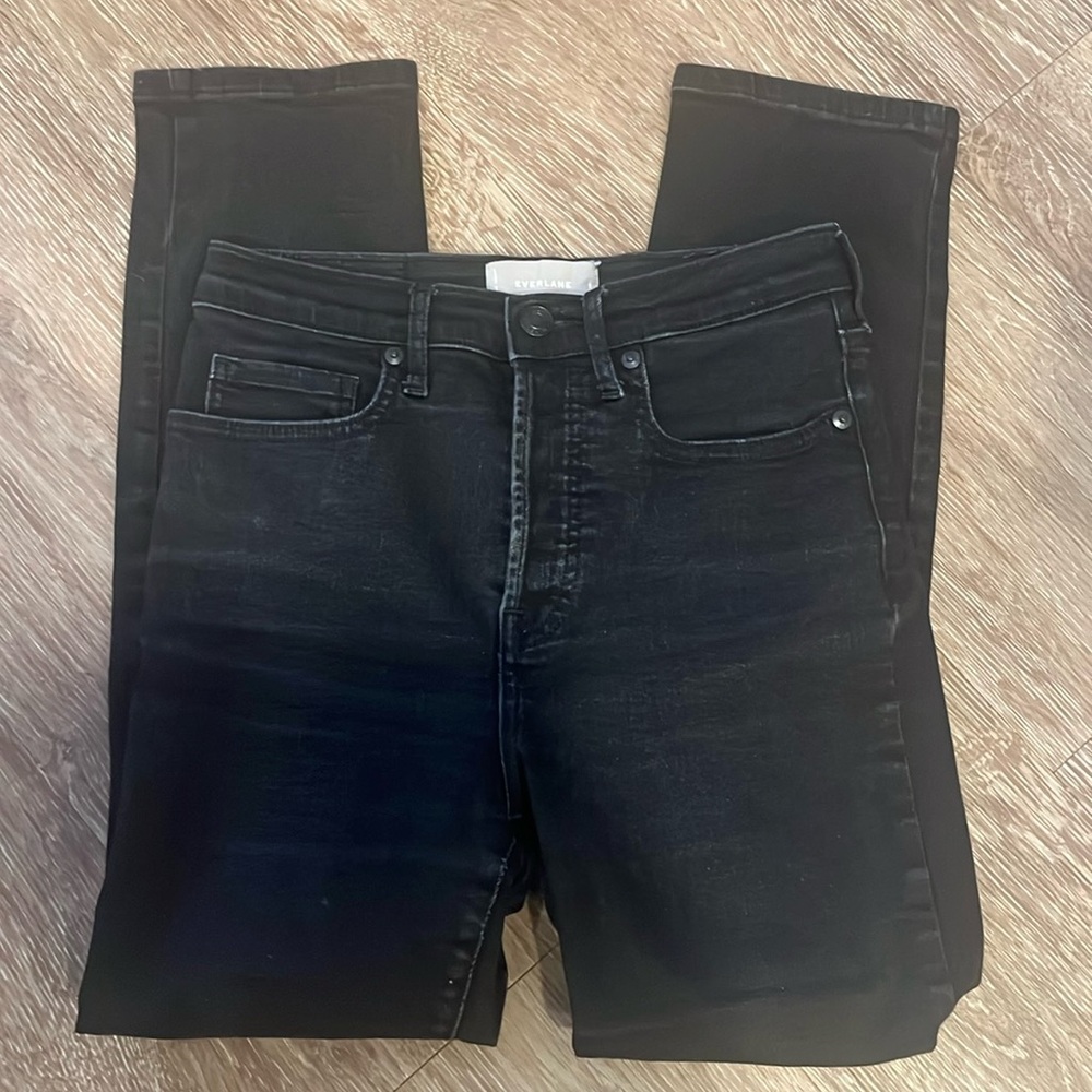 Everlane‎ High Rise Skinny Slim Straight Stretch Black Jeans size 27 ankle
